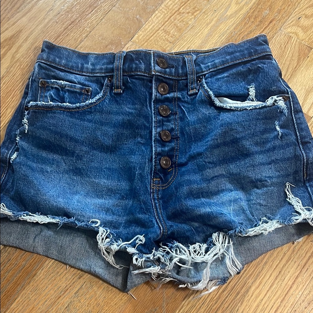 Abercrombie High Rise Distressed Shorts